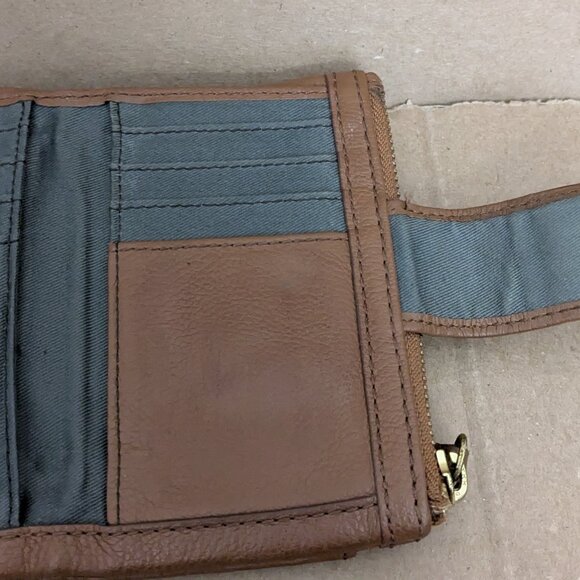 Fossil Brown Leather Wallet Long Live Vintage . - Picture 10 of 14